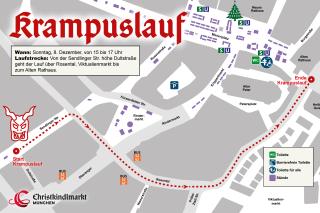 Der Verlauf des Krampuslauf in München 2024 Der Verlauf des Krampuslauf in München 2024